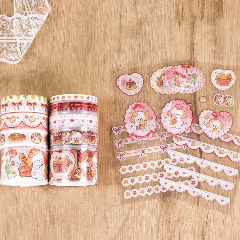 Kawaii Cartoon Washi Tape & Sticker Set — 10 or 40 Rolls + 4 Bonus Stickers for Scrapbooking & Journaling