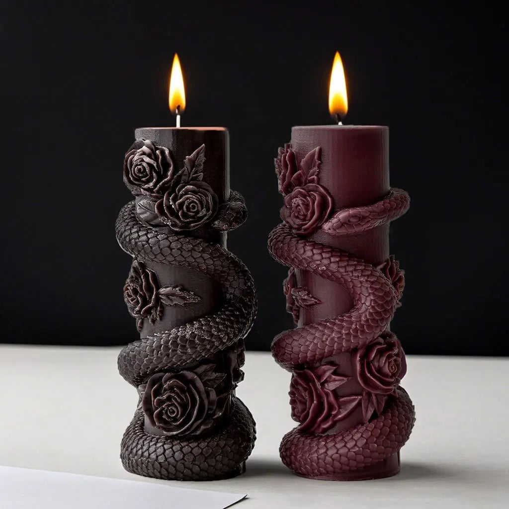 Snake Relief Pillar Candle Mold — Food Grade Silicone for Candles, Soap, Resin & More