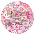 Pink Bookish Lover Sticker Pack – 50pcs Vinyl Decals for Notebooks & Luggage