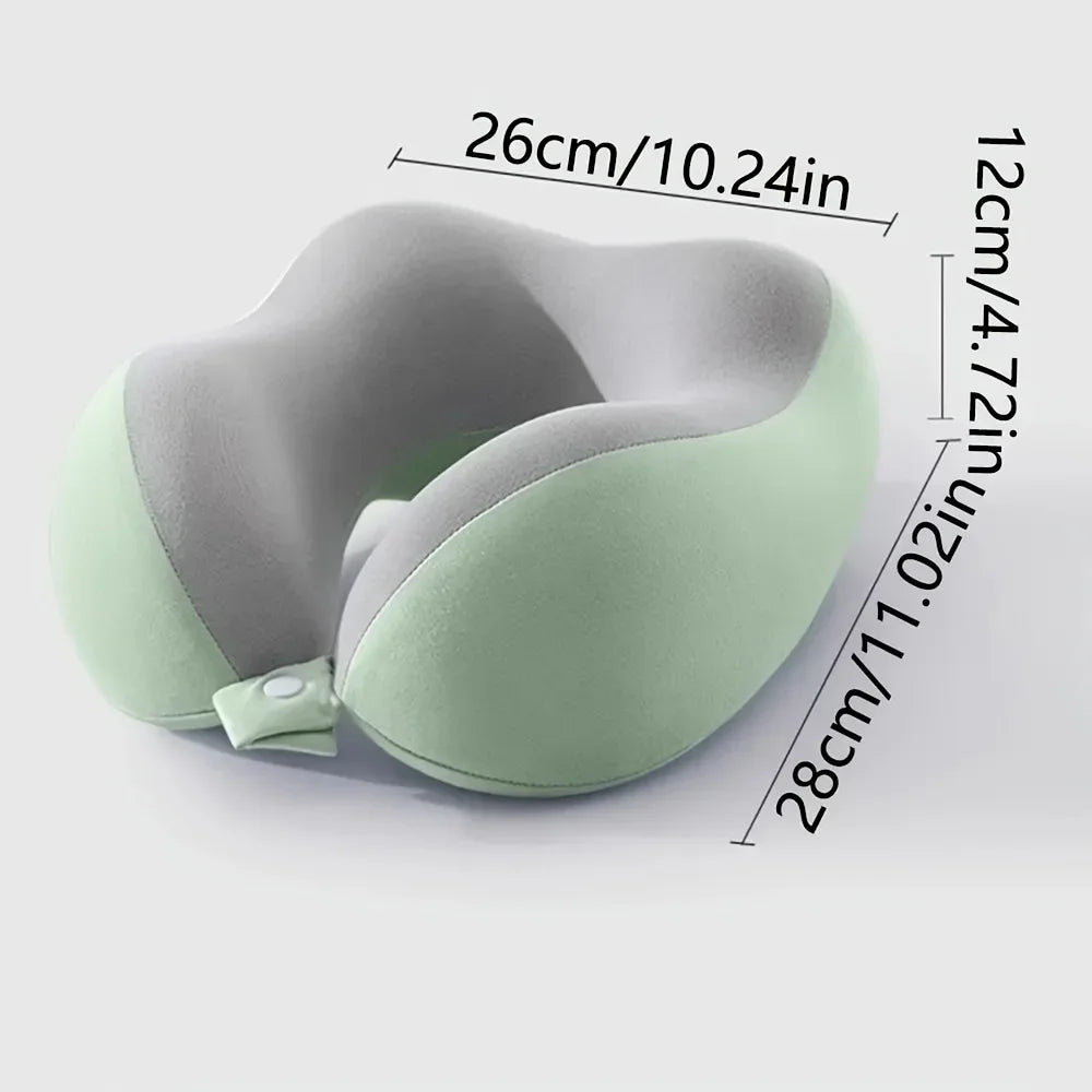 U-Shaped Memory Foam Neck Pillow with Storage Bag — For Travel, Office & Napping