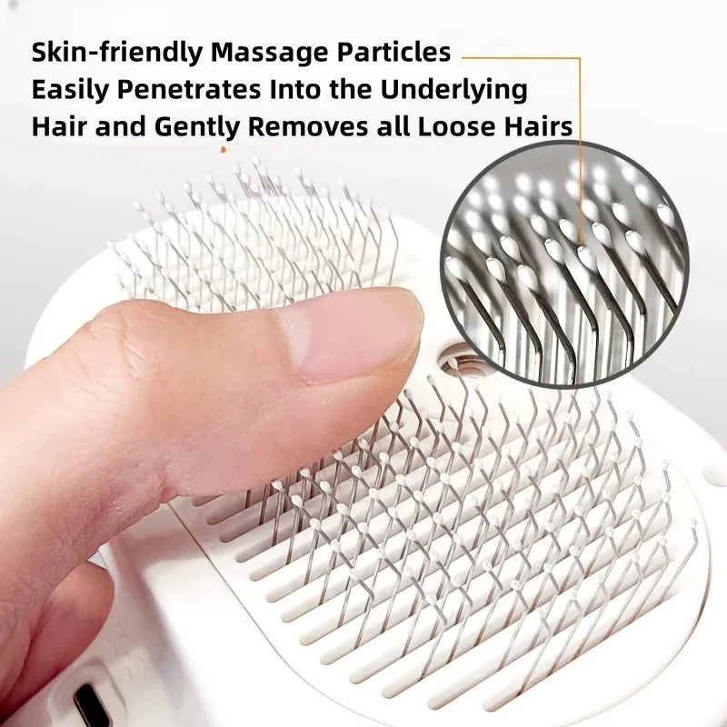 Pet Grooming Comb with Built-In Mist Humidifier – Self-Cleaning Spray Brush for Dogs & Cats