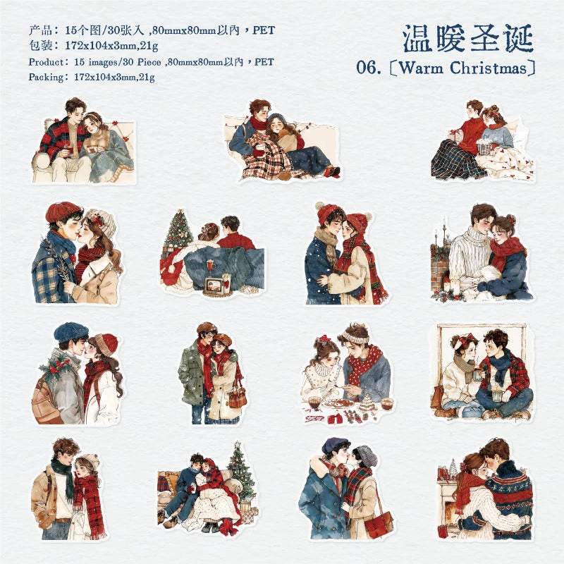 Romantic Lover Sticker Pack – 30pcs Wedding & Love Decals for Journals & Planners