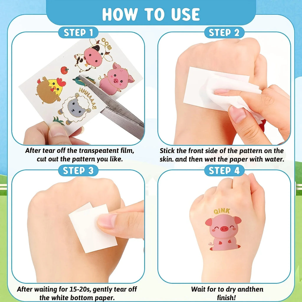 Halloween Temporary Tattoo Sheets (10 Sheets) — Pumpkins & Ghosts for Kids