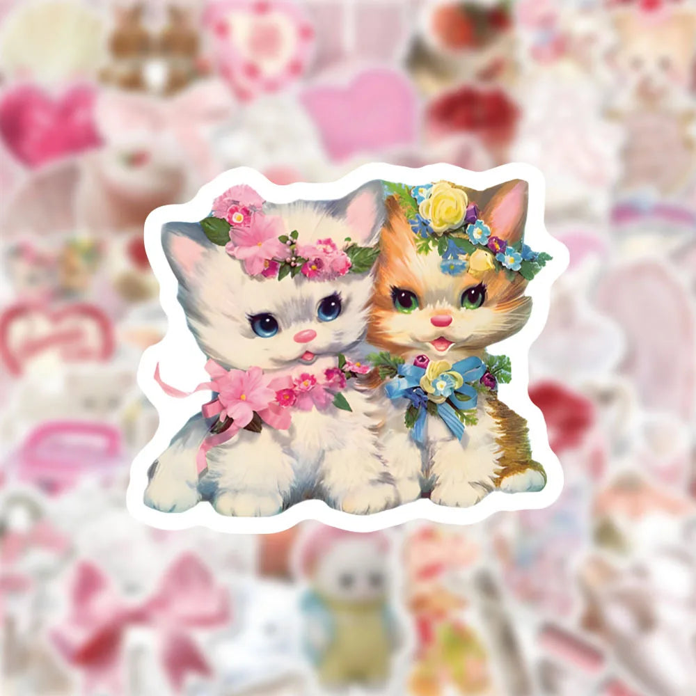 Kawaii Pink Cartoon Sticker Pack — Cute Aesthetic Decals (10 / 30 / 60pcs)