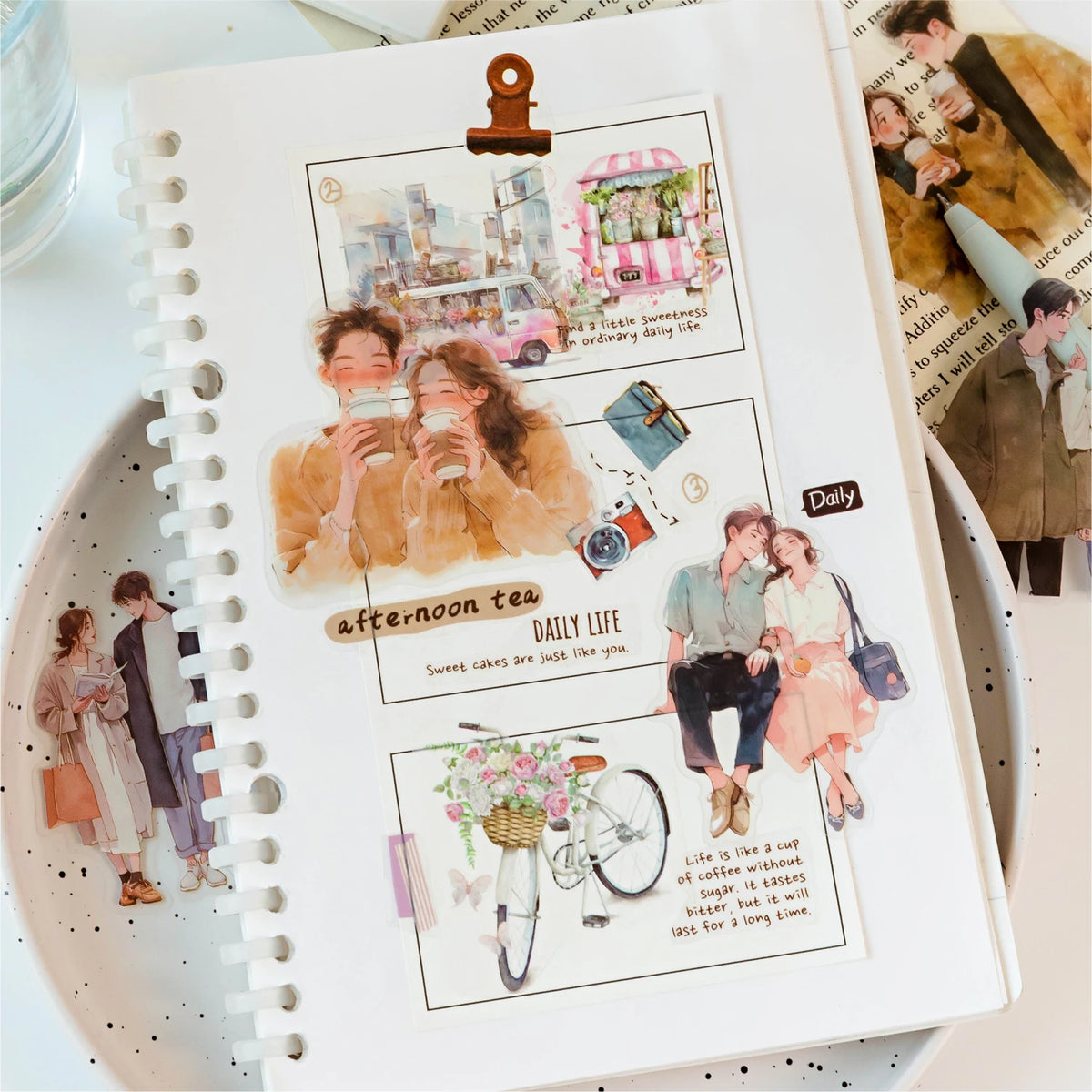 Yoofun 30pcs Cute Girl's Happy Life Journaling Stickers – Scrapbooking, Planner & Diary Decoration