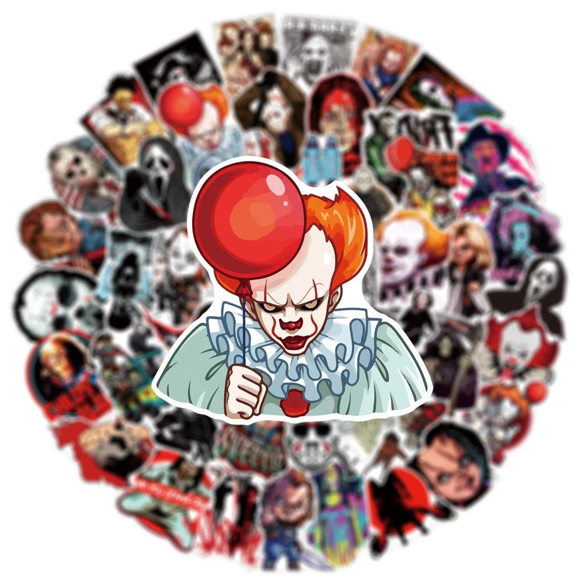 Halloween Horror Movie Sticker Pack (50pcs) — Waterproof DIY Decals for Phones, Luggage & Scrapbooking