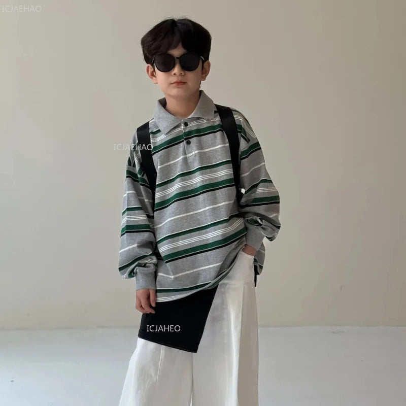 Kids Unisex Striped Long Sleeve Top – Casual Toddler Outfit for Boys & Girls