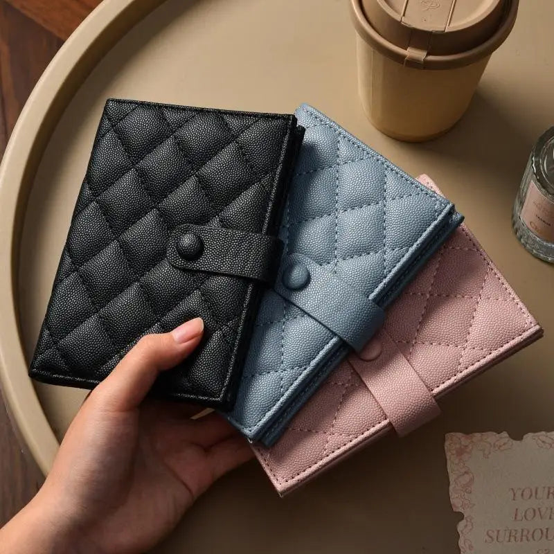 Korean Style Minimalist Passport Holder — Slim Geometric PU Leather Travel Wallet with Card Pockets
