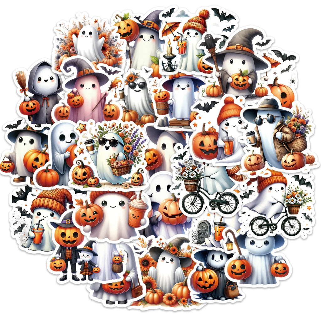 Halloween Pumpkin & Ghost Sticker Pack (50pcs) — Fun for Kids & Adults!