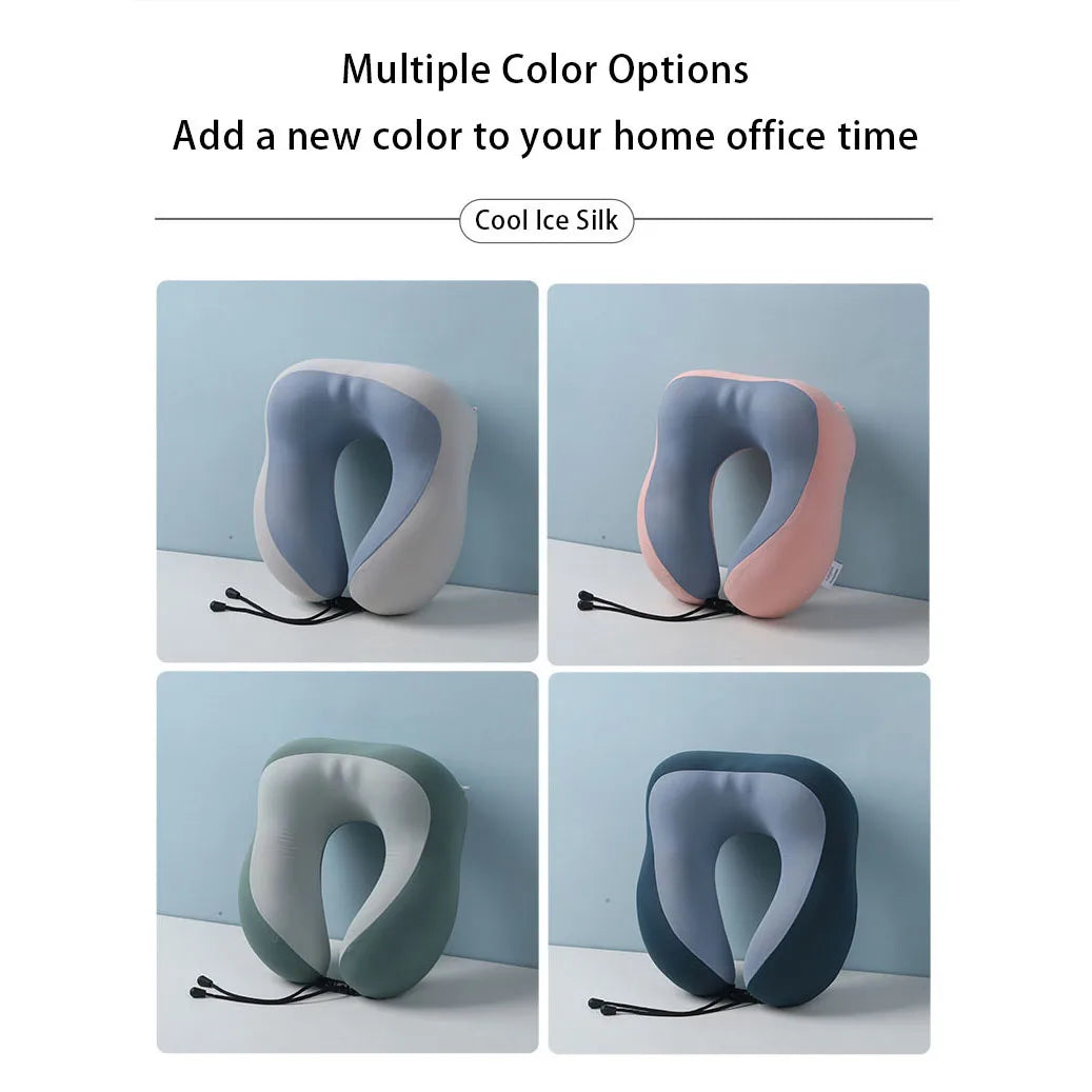 Portable Knit U-Shaped Neck Pillow – Stowable Travel Headrest for Flights, Office & On-the-Go