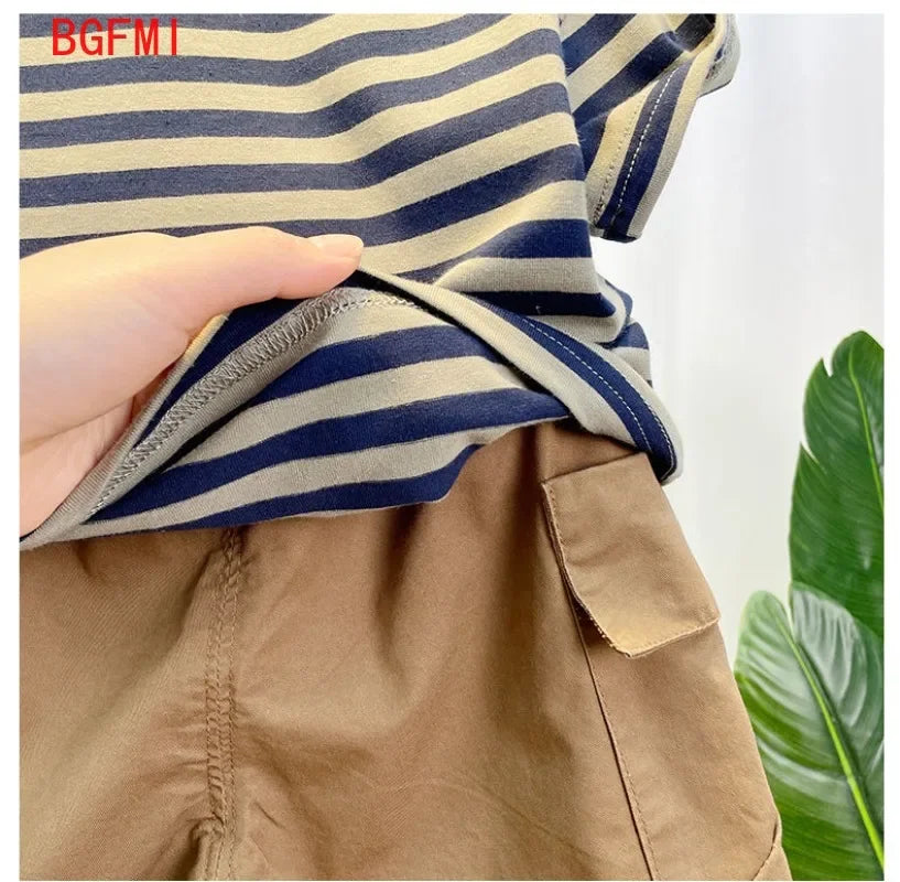 Boys' Korean-Style Polo Shirt & Shorts Set – Summer 2-Piece Outfit