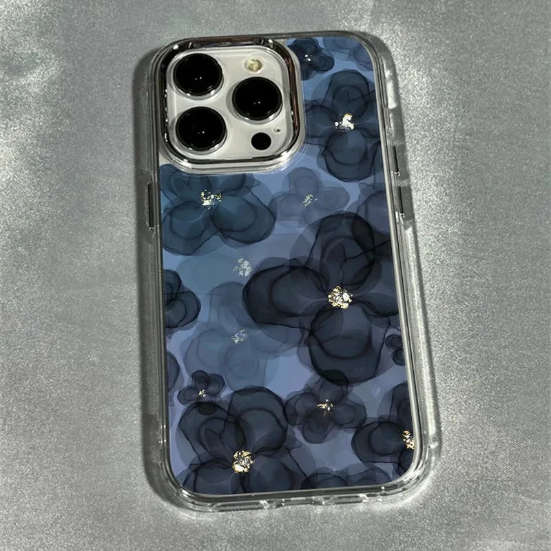 Clear Electroplated Floral Phone Case — Elegant Everyday Cover for iPhone 11–17