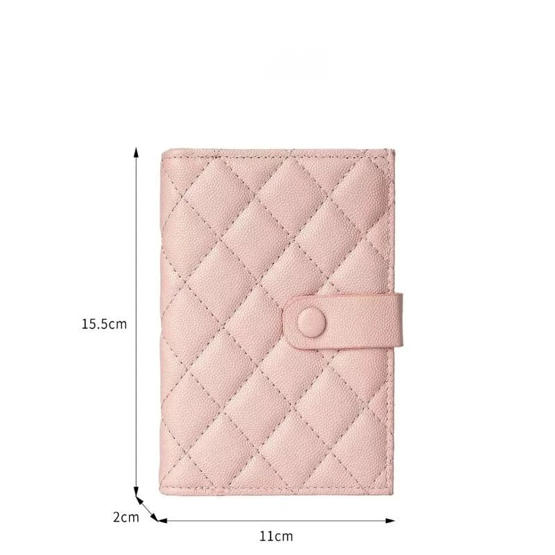 Korean Style Minimalist Passport Holder — Slim Geometric PU Leather Travel Wallet with Card Pockets