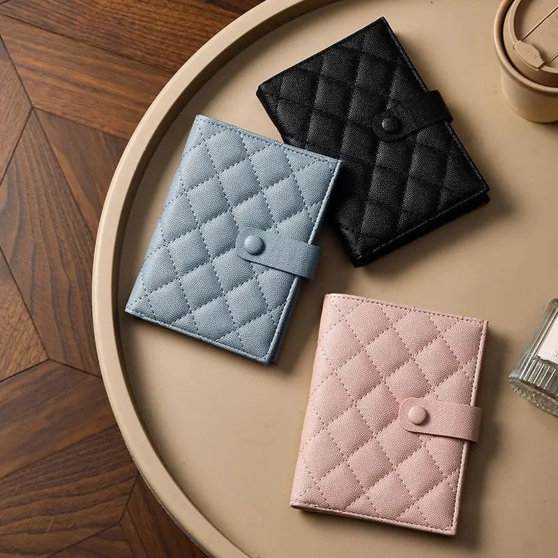 Korean Style Minimalist Passport Holder — Slim Geometric PU Leather Travel Wallet with Card Pockets