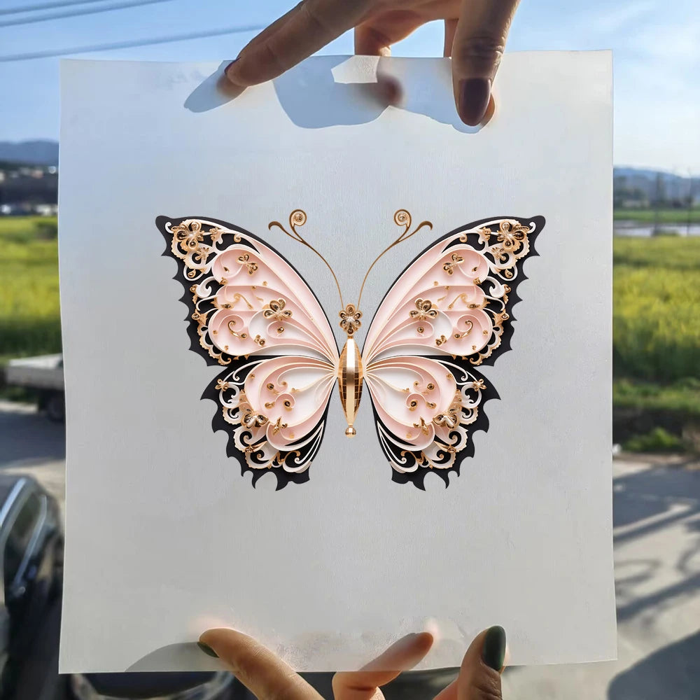 Butterfly Iron-On Heat Transfer Patch — Kids Cartoon DTF Hollow-Out Design for T-Shirts & Hoodies (20 Styles)