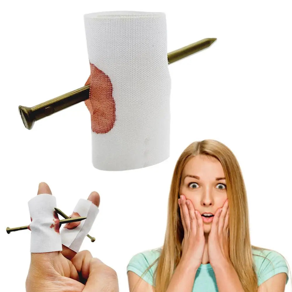 Fake Nail Through Finger Prank Toy — Realistic Halloween Magic Trick & Joke Prop