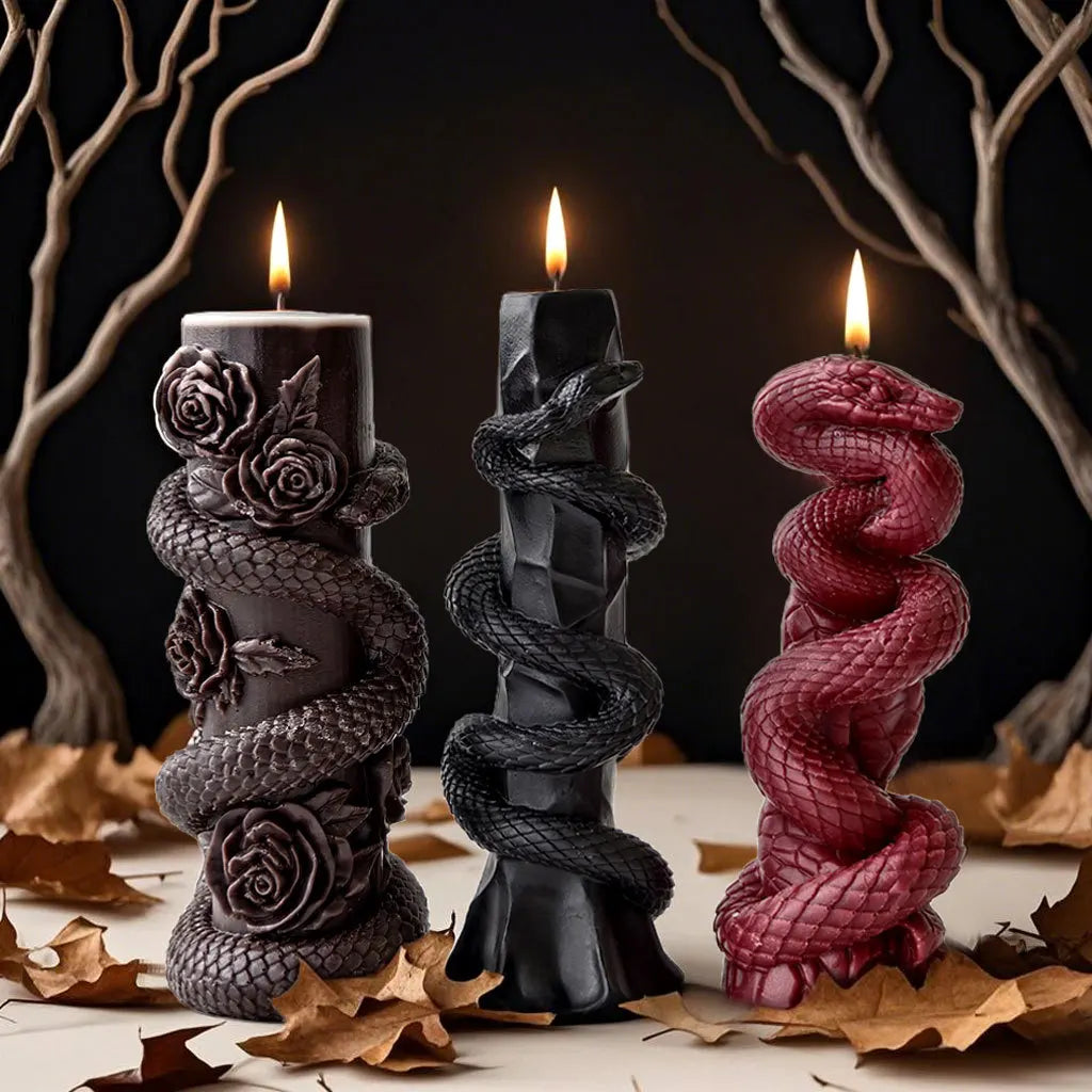 Snake Relief Pillar Candle Mold — Food Grade Silicone for Candles, Soap, Resin & More