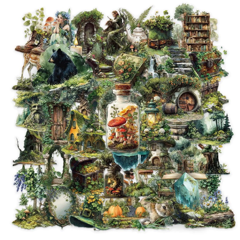 Forest Witch Sticker Pack (50pcs) — Cute Cottagecore & Nature Decals for Laptops, Suitcases & More