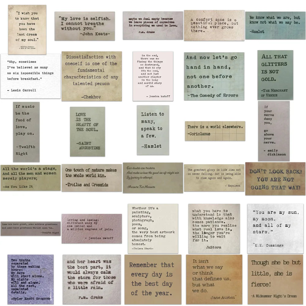 Vintage Motivational Phrases Sticker Pack — Inspirational Famous Quote Decals for Laptops, Cars, Scrapbooks & More (10/30/60pcs)