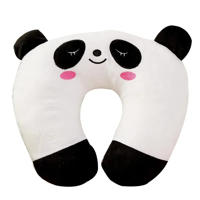 Cute Character U-Shaped Travel Neck Pillow — Frog, Panda, Bear & Strawberry Designs
