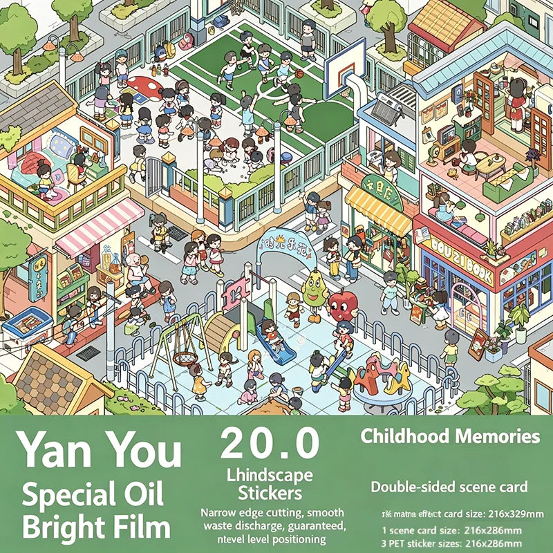 Kawaii 3D Landscape Scene Sticker Set — Large Edition Pocket House DIY Handmade Account Stickers for Journals & Gifts