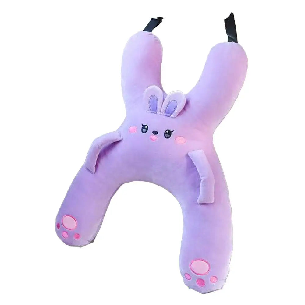 Cute Cartoon Kids Car Seat Neck Pillow — 3-in-1 Headrest, Lumbar Support & Safety Pillow