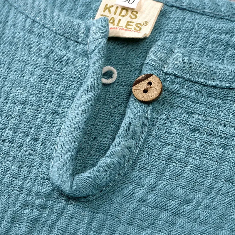 Kids Cotton Linen Outfit Set – Short Sleeve Top & Shorts, Ages 2–7