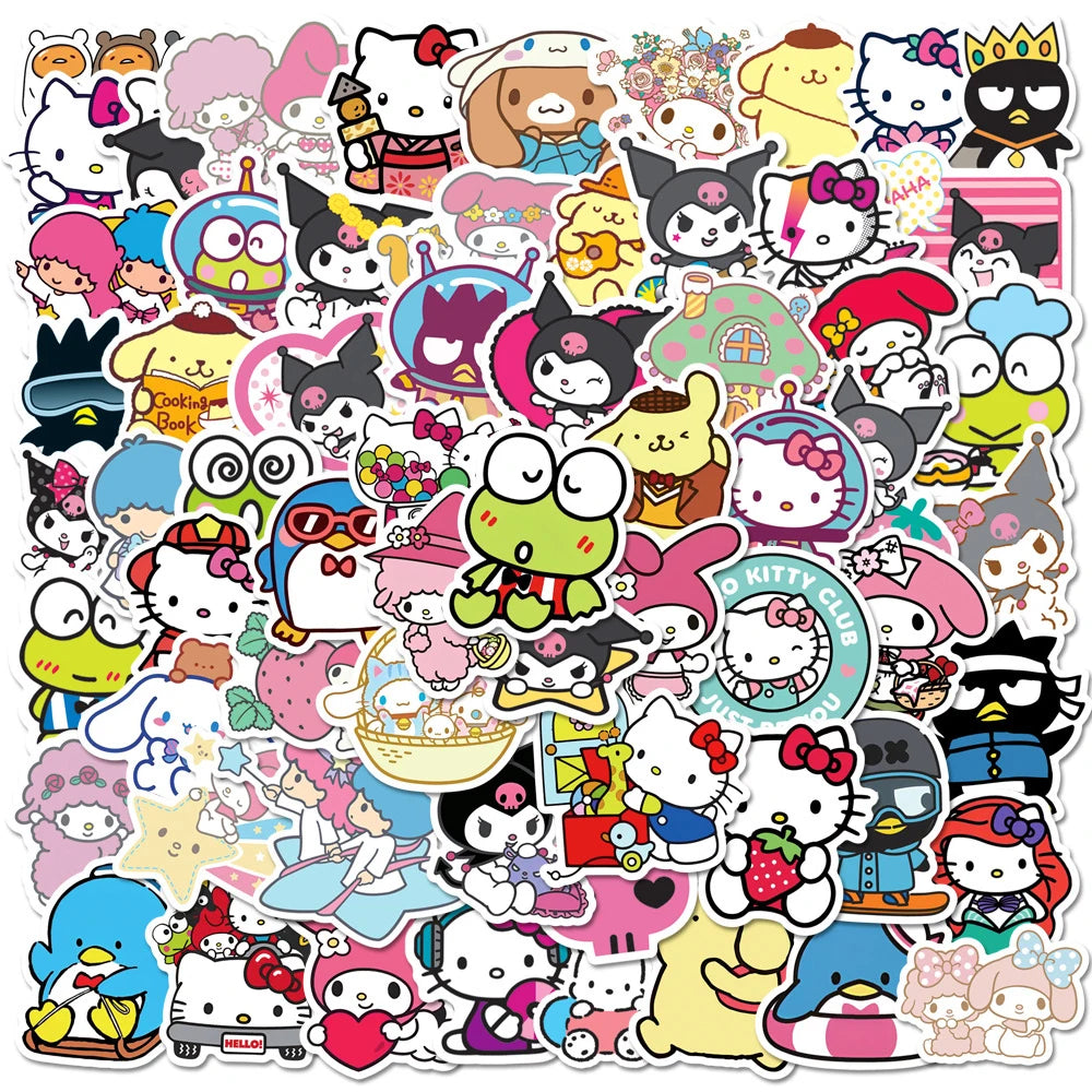 Kawaii Kuromi, My Melody & Hello Kitty Sticker Pack — Cute Sanrio Cartoon Decals (10/30/50/100pcs)