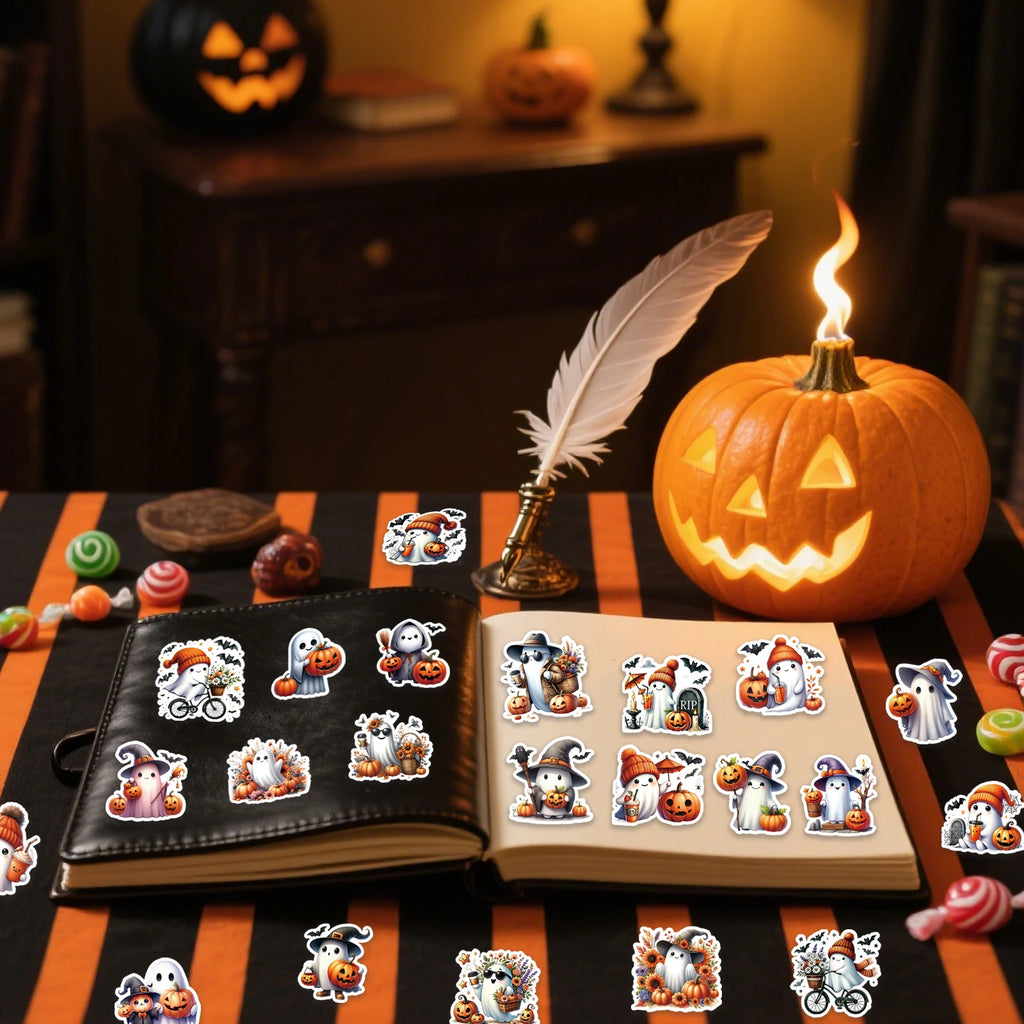 Halloween Pumpkin & Ghost Sticker Pack (50pcs) — Fun for Kids & Adults!