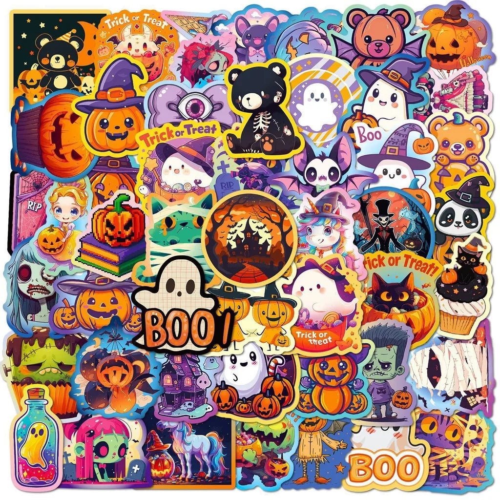 Halloween Graffiti Sticker Pack (50pcs) — Pumpkins, Bats & Castles