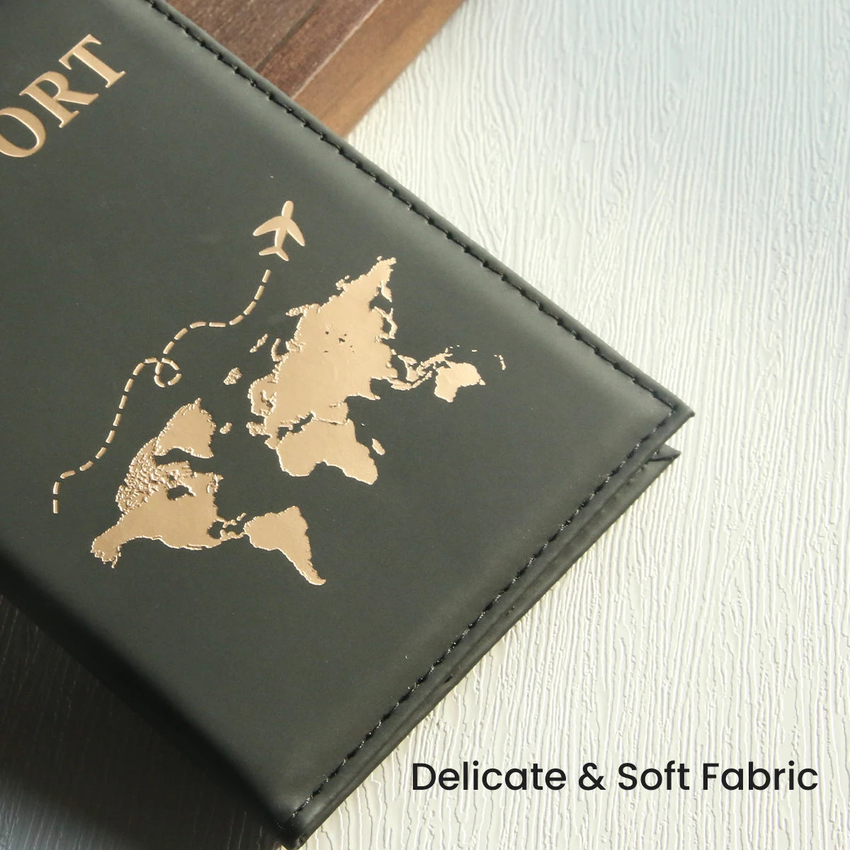 World Map Passport Wallet & Card Organizer — Slim PU Leather Cover for Travel