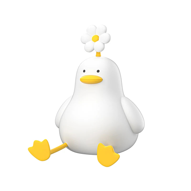 Cute Duck LED Night Light for Kids – Touch Dimming, USB Rechargeable Silicone Cartoon Lamp