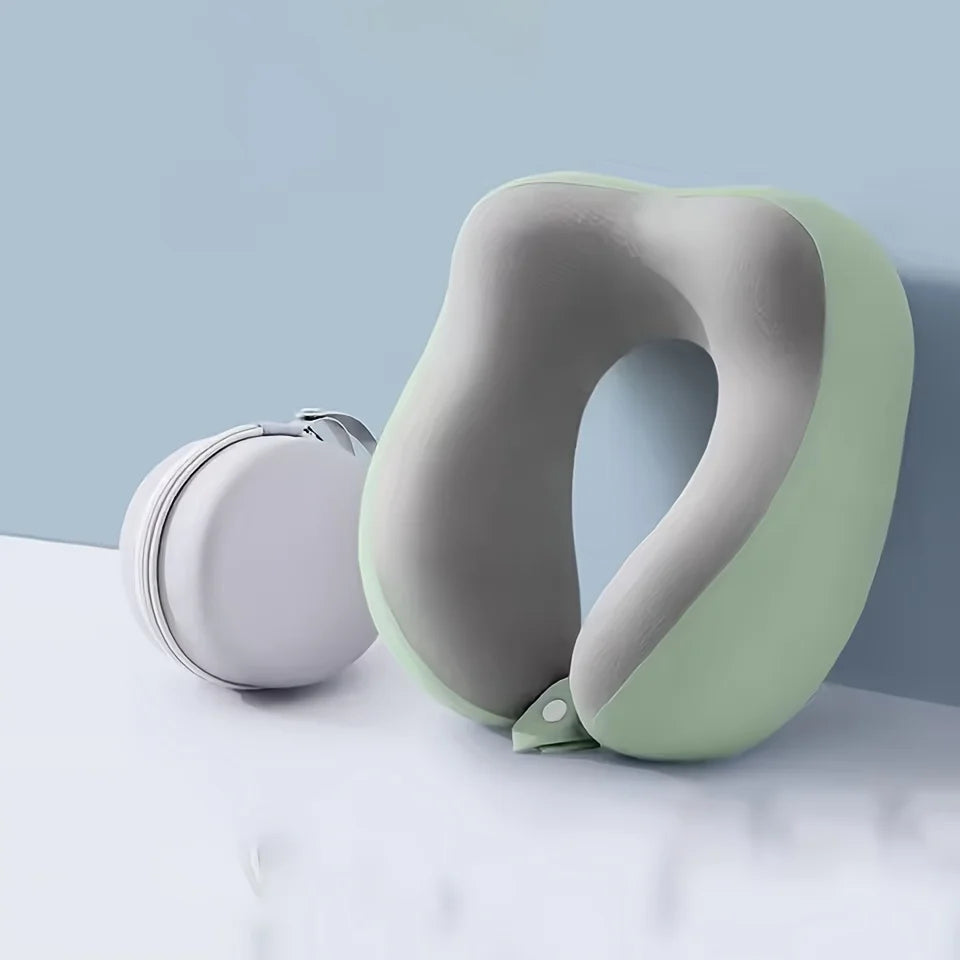 U-Shaped Memory Foam Neck Pillow with Storage Bag — For Travel, Office & Napping