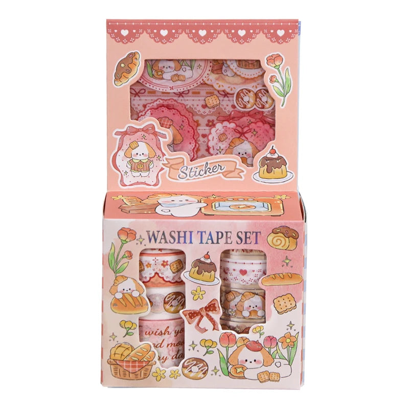 Kawaii Cartoon Washi Tape & Sticker Set — 10 or 40 Rolls + 4 Bonus Stickers for Scrapbooking & Journaling