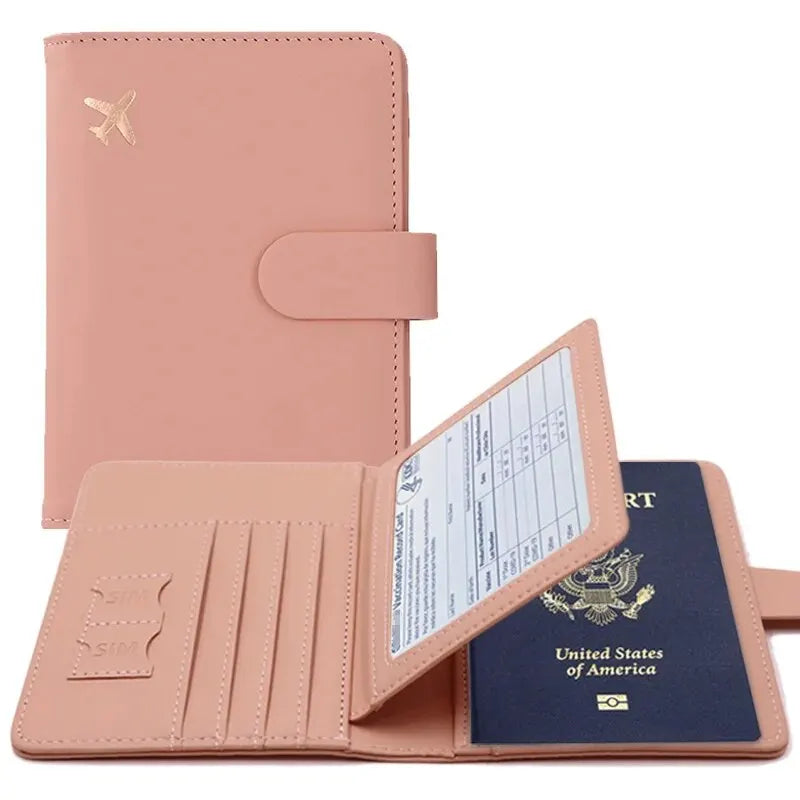 PU Leather Passport Holder with Card Slots — Travel Wallet Cover for Men & Women