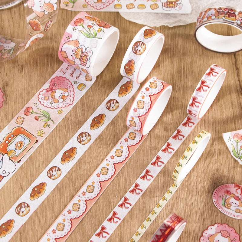 Kawaii Cartoon Washi Tape & Sticker Set — 10 or 40 Rolls + 4 Bonus Stickers for Scrapbooking & Journaling