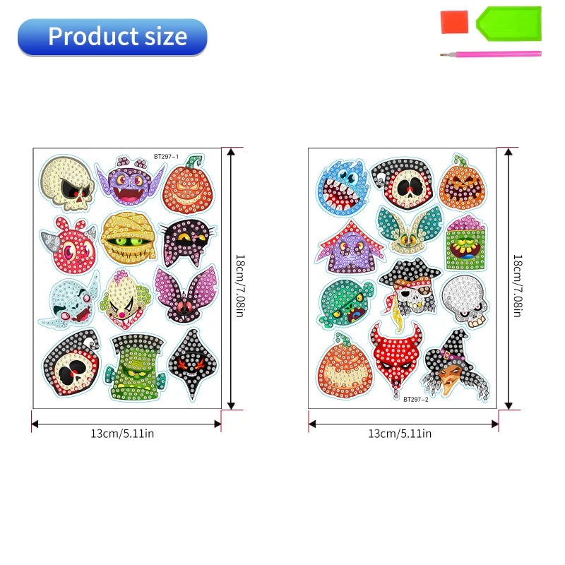Halloween Diamond Painting Kit — Witch, Ghost, Pumpkin & Cat Gem Art for Kids & Adults