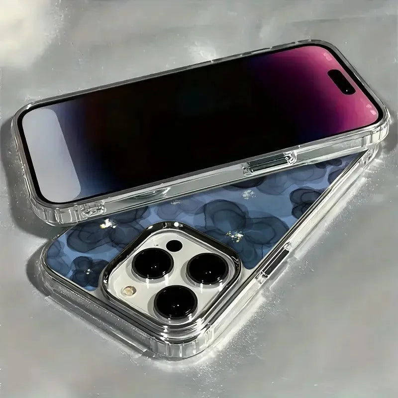 Clear Electroplated Floral Phone Case — Elegant Everyday Cover for iPhone 11–17