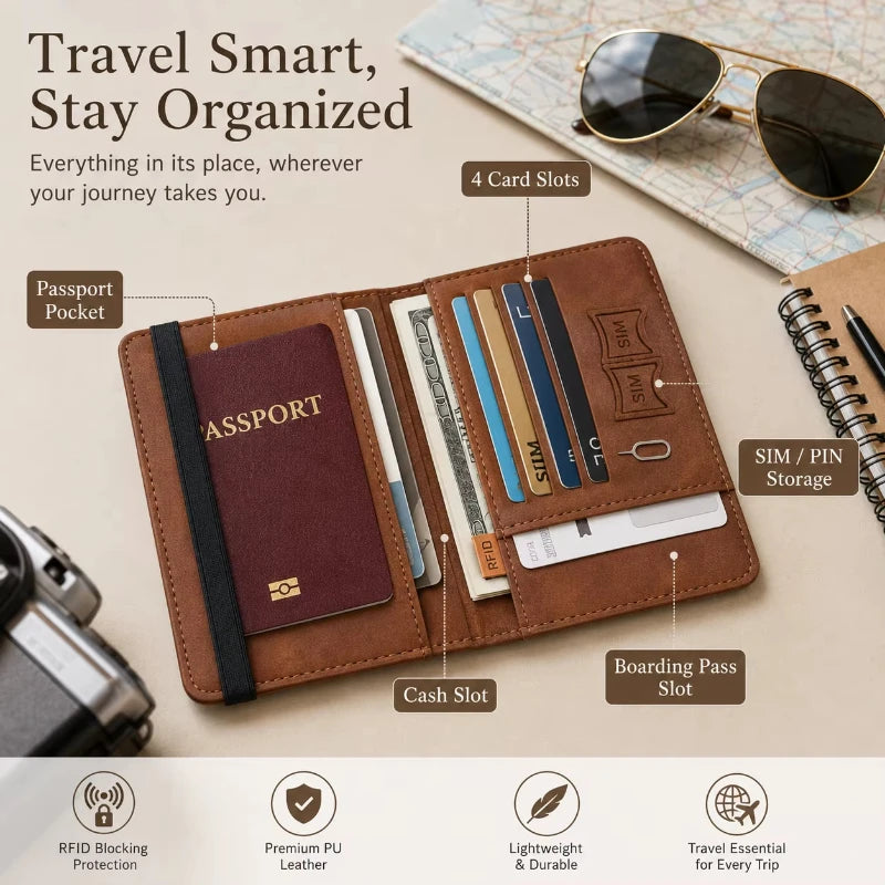 Travel Passport Holder & Wallet Cover — Lightweight PVC Case for Women & Men