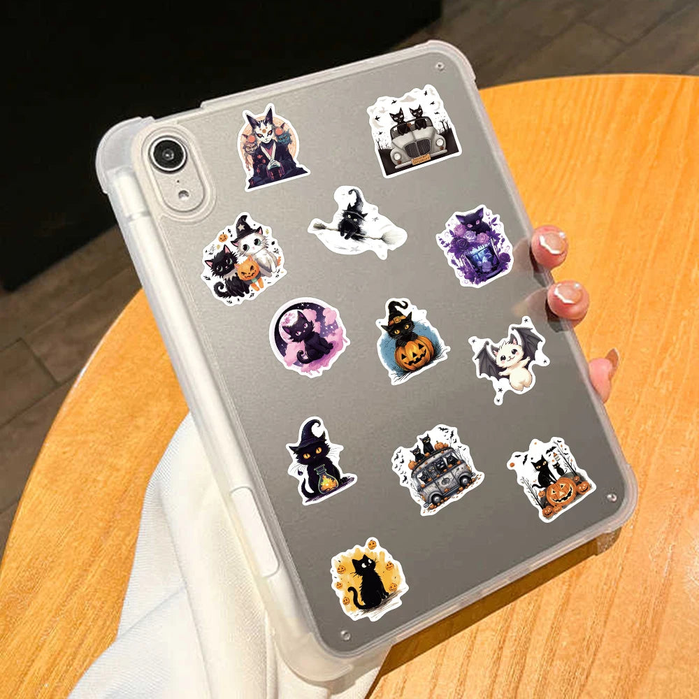 Halloween Cat Stickers Pack (50pcs) — Waterproof Vinyl Decals