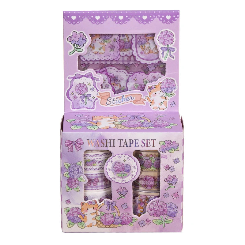 Kawaii Cartoon Washi Tape & Sticker Set — 10 or 40 Rolls + 4 Bonus Stickers for Scrapbooking & Journaling