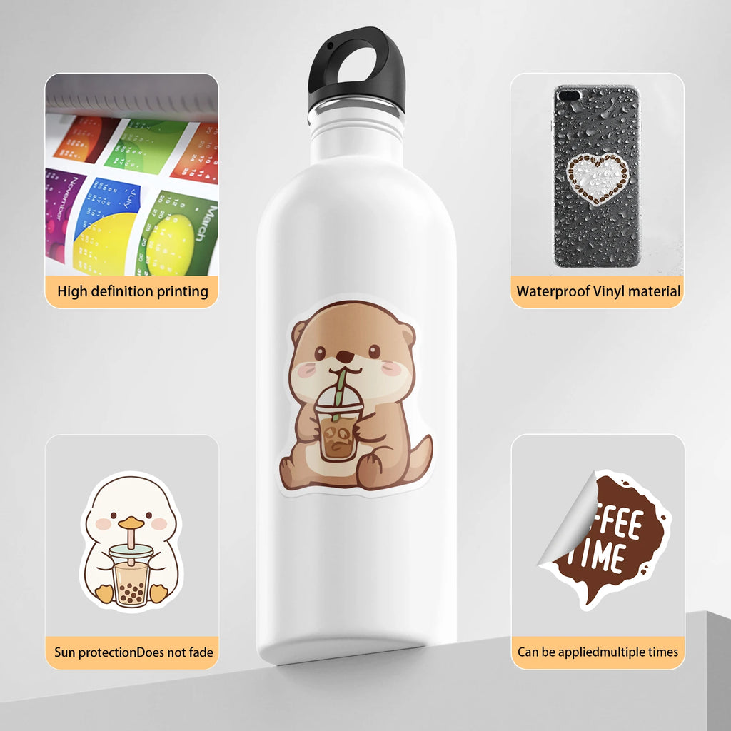 Kawaii Coffee Shop Sticker Pack – 10/30/50pcs Cute Latte & Coffee Bean Decals