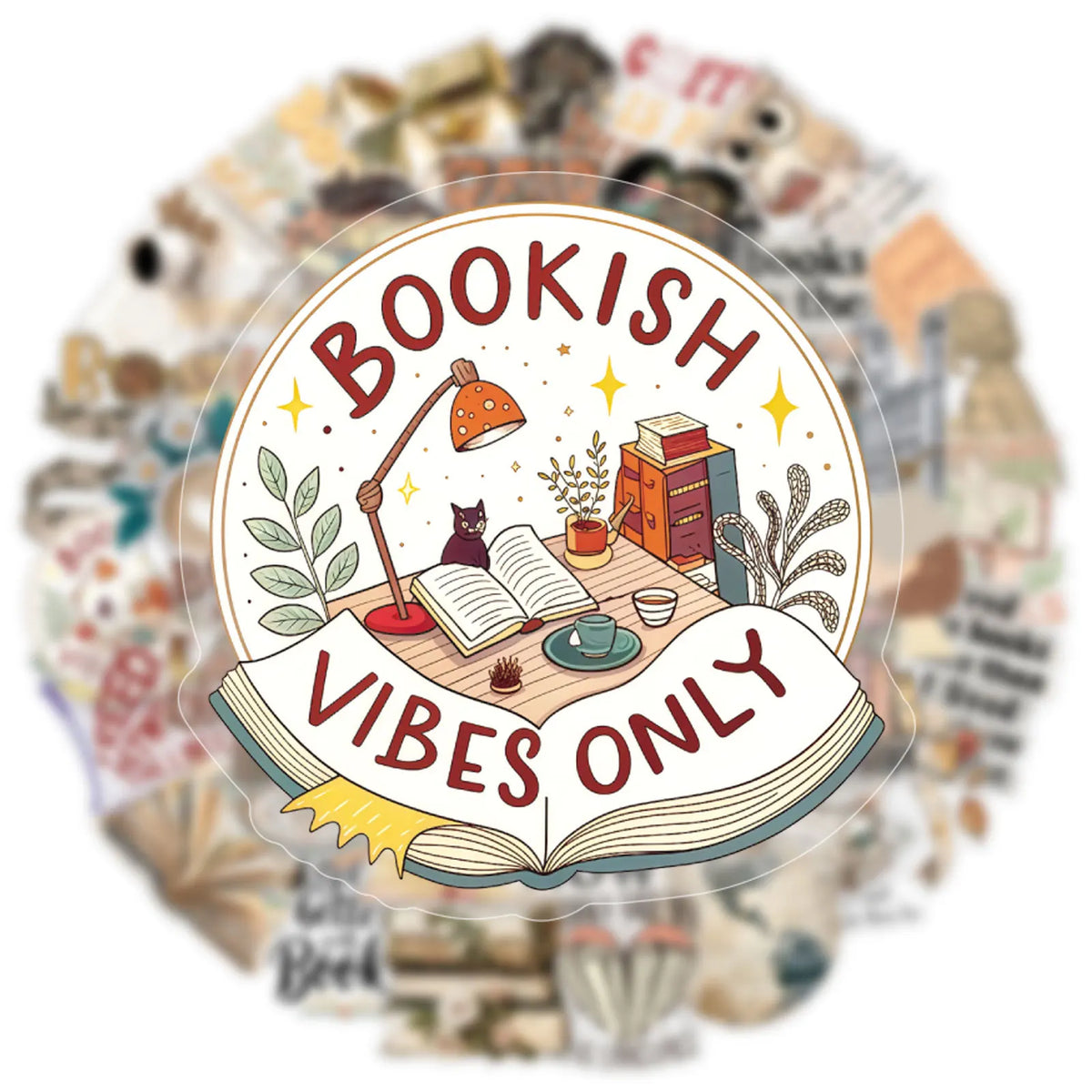 Retro Reading Sticker Pack – 50pcs Bookish Decals for Laptops, Journals & More