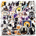 Halloween Cat Stickers Pack (50pcs) — Waterproof Vinyl Decals