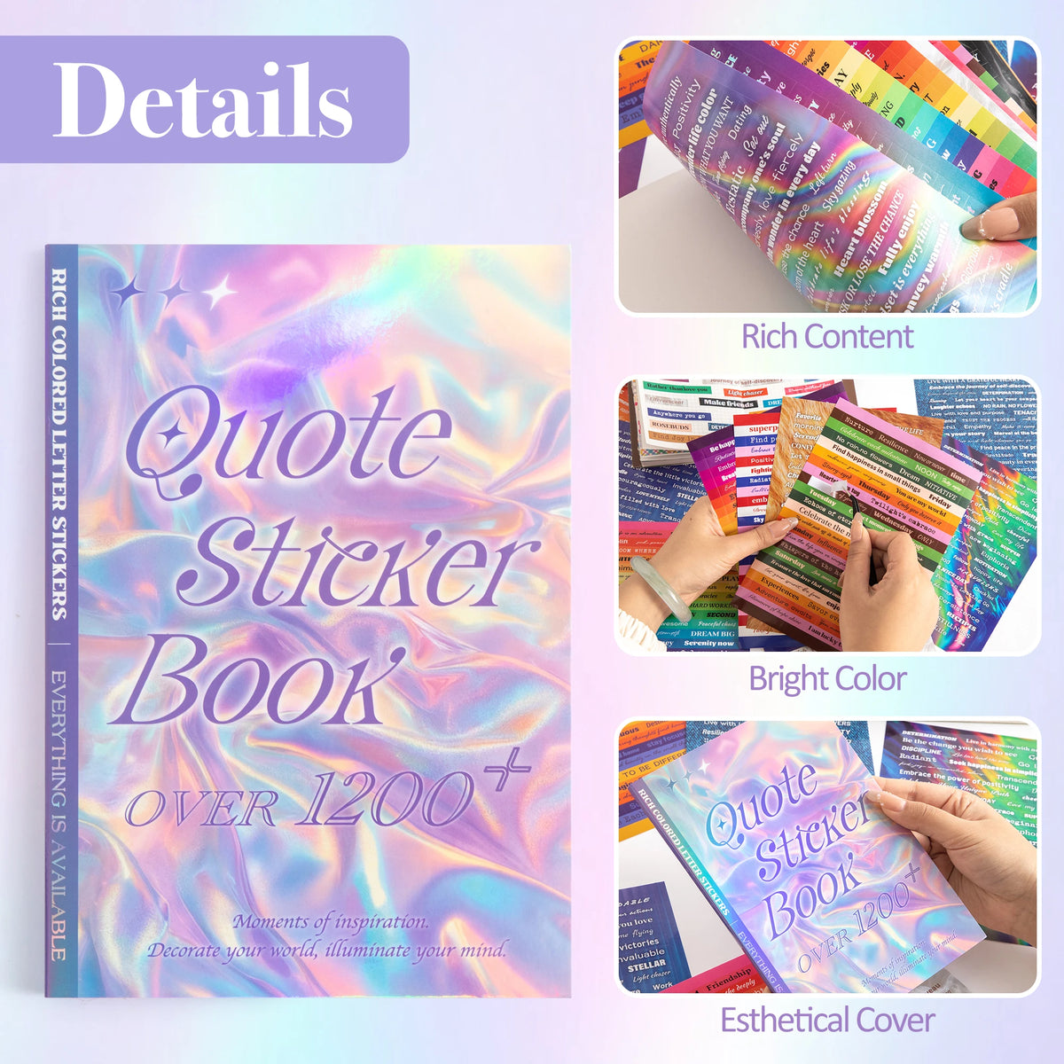 Motivational Quotes Sticker Book (1200pcs+) — Colorful Journaling Stickers & Creative Gift