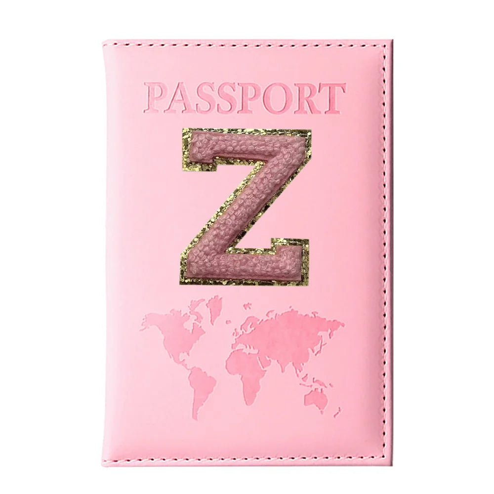Initial Letter Passport Cover — Waterproof PU Leather Passport Wallet (A–Z)