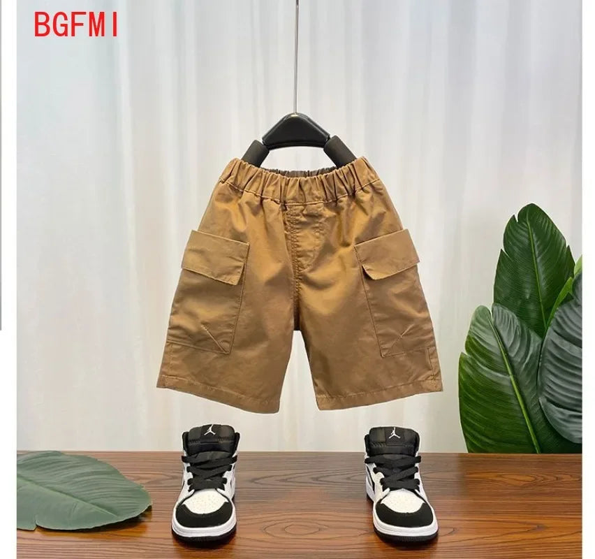 Boys' Korean-Style Polo Shirt & Shorts Set – Summer 2-Piece Outfit