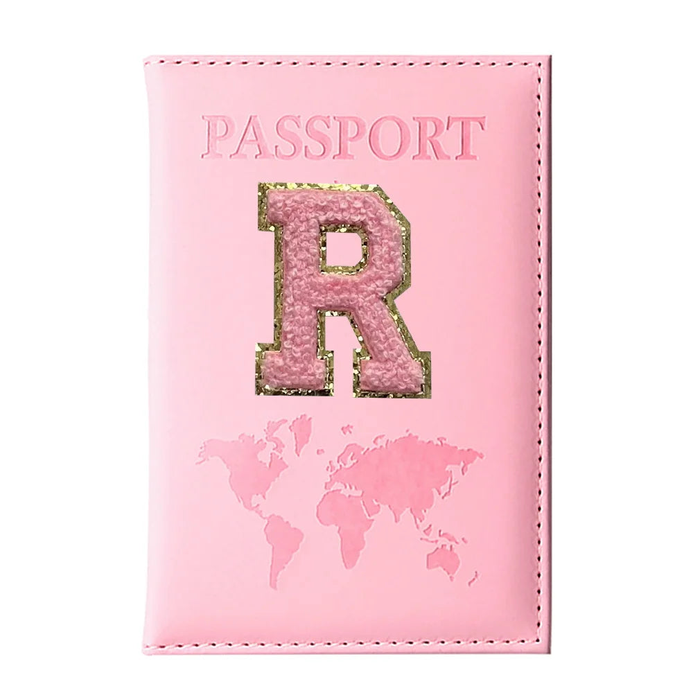 Initial Letter Passport Cover — Waterproof PU Leather Passport Wallet (A–Z)