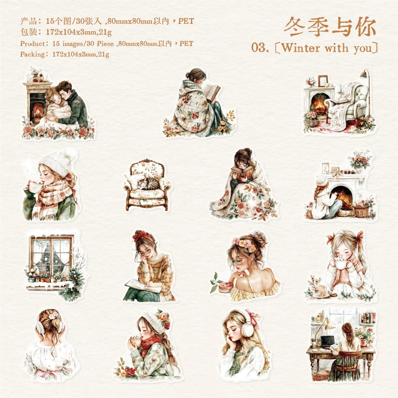 Romantic Lover Sticker Pack – 30pcs Wedding & Love Decals for Journals & Planners