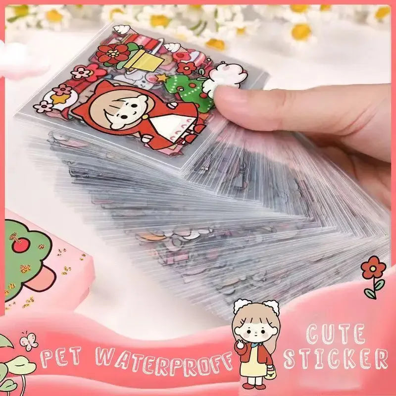 Kawaii PET Cartoon Sticker Pack — Cute DIY Decals for Junk Journals, Scrapbooking & Stationery (10/20/50/100pcs)